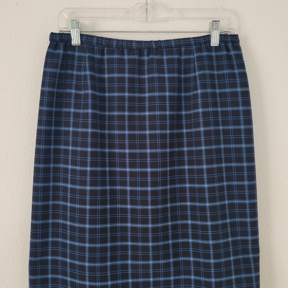 Harris Wallace Vintage Plaid Wrap Skirt Blue - Picture 2 of 5